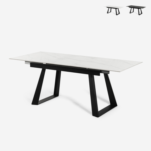 Tavolo da pranzo allungabile moderno 90x160-200cm effetto marmo Caracas Promozione