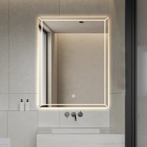 Specchio da bagno retroilluminato 60x80cm con antiappannamento Vindur L Promozione