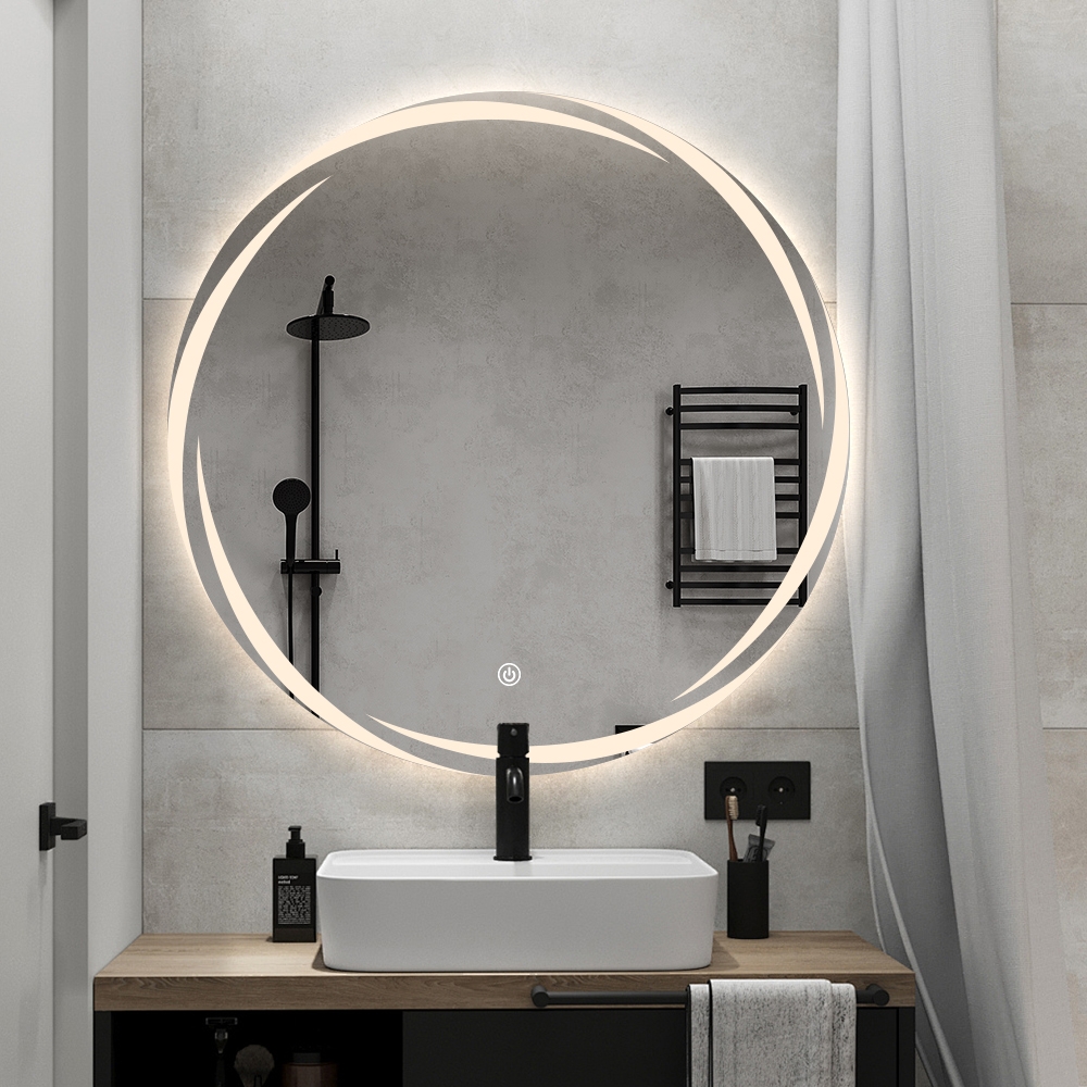 Specchio da bagno rotondo retroilluminato 60cm antiappannamento Veski L Promozione Specchio da bagno rotondo retroilluminato 60cm antiappannamento Veski L Promozione