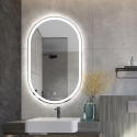 Specchio bagno ovale con luci LED retroilluminato antiappannamento Refur L Promozione