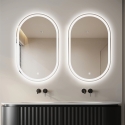 Specchio bagno ovale con luci LED retroilluminato antiappannamento Refur L Sconti