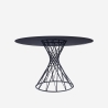 Tavolo di design rotondo moderno in vetro nero 120cm per soggiorno Naji Promozione