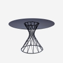 Tavolo di design rotondo moderno in vetro nero 120cm per soggiorno Naji Vendita