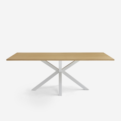 Tavolo da pranzo in legno 200x100cm con gambe incrociate bianco Moyo Promozione