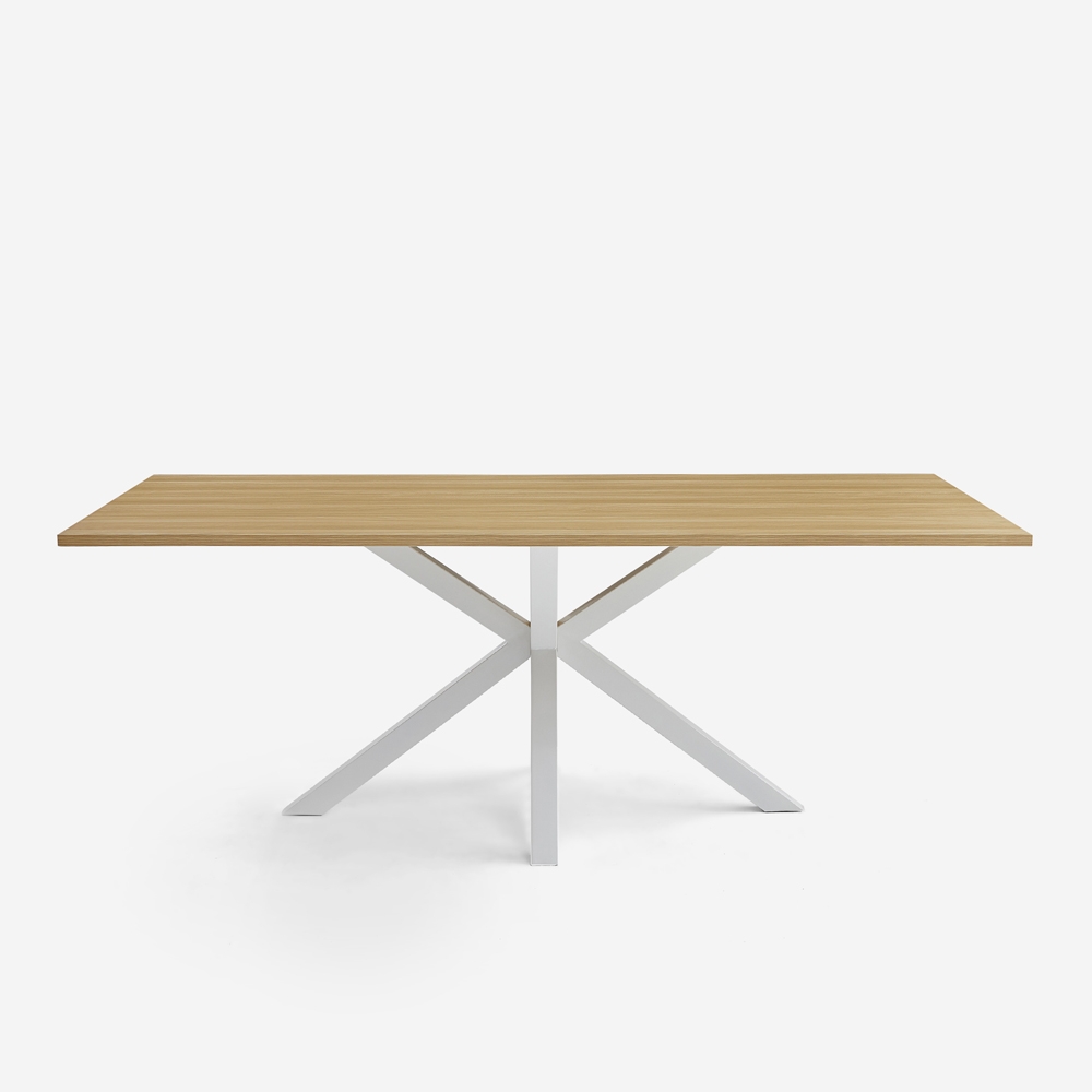 Tavolo da pranzo in legno 200x100cm con gambe incrociate bianco Moyo Promozione