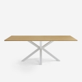 Tavolo da pranzo in legno 200x100cm con gambe incrociate bianco Moyo Promozione