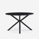 Tavolo rotondo nero 120cm con gambe incrociate per cucina soggiorno Samu Promozione