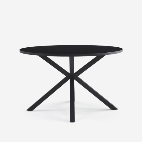 Tavolo rotondo nero 120cm con gambe incrociate per cucina soggiorno Samu Promozione