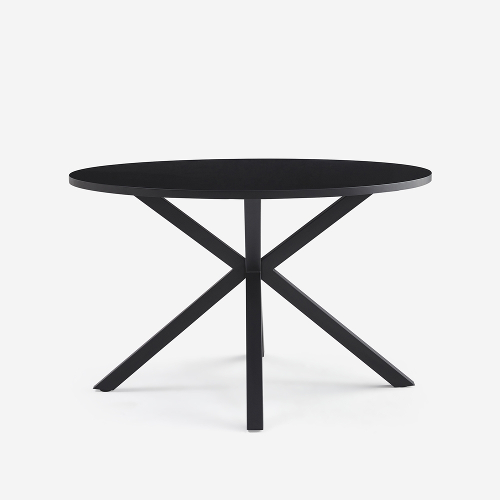 Tavolo rotondo nero 120cm con gambe incrociate per cucina soggiorno Samu Promozione Tavolo rotondo nero 120cm con gambe incrociate per cucina soggiorno Samu Promozione