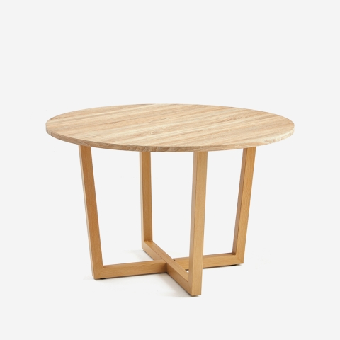 Tavolo rotondo da pranzo cucina in legno design moderno 120cm Zira Promozione