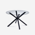 Tavolo rotondo moderno in vetro 120cm con gambe incrociate nero Lotos Vendita