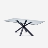 Tavolo design moderno con gambe incrociate nero in vetro 200x100cm Laka Vendita