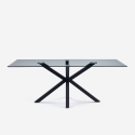 Tavolo design moderno con gambe incrociate nero in vetro 200x100cm Laka Promozione