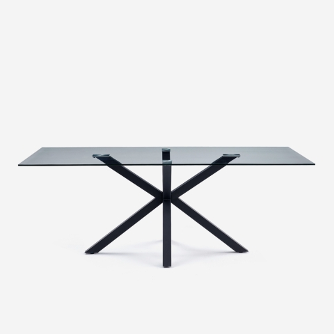 Tavolo design moderno con gambe incrociate nero in vetro 200x100cm Laka Promozione