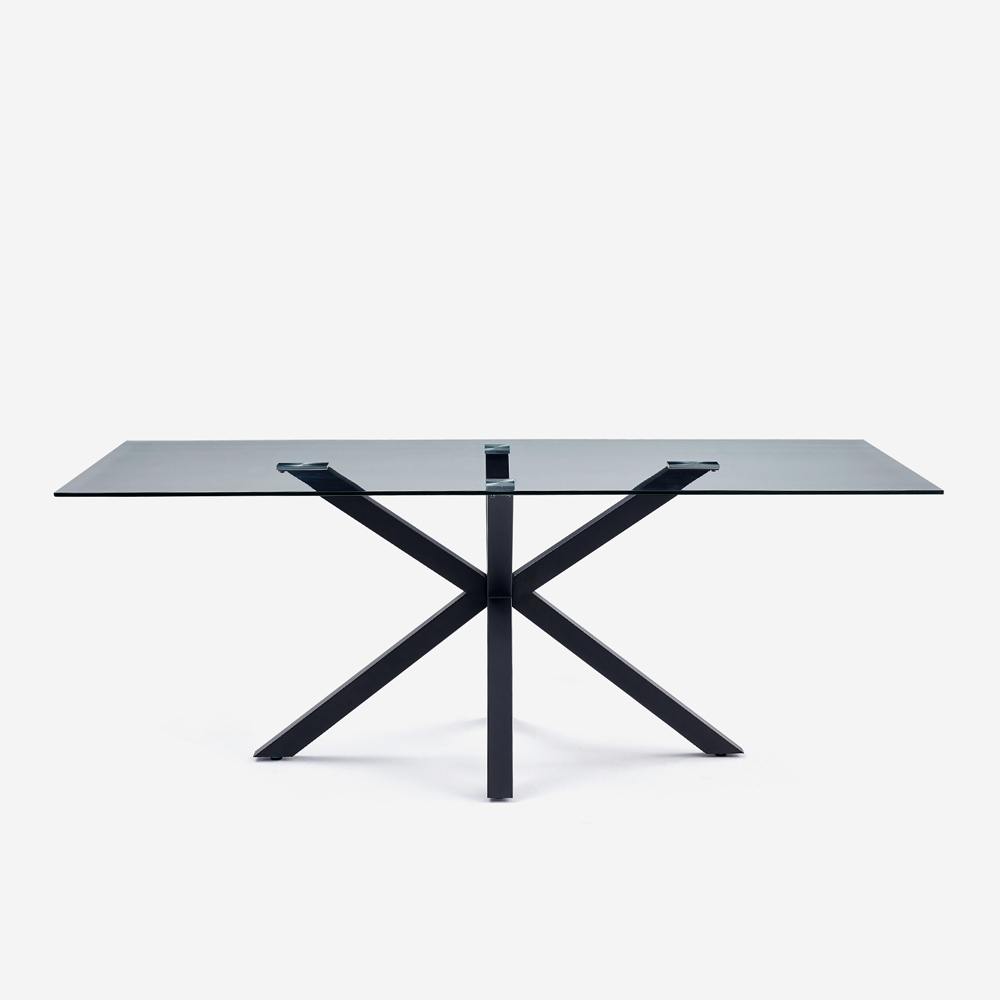 Tavolo design moderno con gambe incrociate nero in vetro 200x100cm Laka Promozione Tavolo design moderno con gambe incrociate nero in vetro 200x100cm Laka Promozione