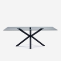 Tavolo design moderno con gambe incrociate nero in vetro 200x100cm Laka Promozione