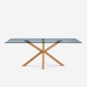 Tavolo di design in vetro e legno 200x100cm con gambe incrociate Horo Promozione