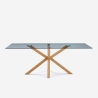 Tavolo di design in vetro e legno 200x100cm con gambe incrociate Horo Promozione