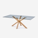 Tavolo di design in vetro e legno 200x100cm con gambe incrociate Horo Vendita