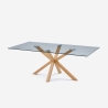 Tavolo di design in vetro e legno 200x100cm con gambe incrociate Horo Vendita