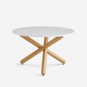 Tavolo da pranzo bianco rotondo 120cm con gambe incrociate Rimu Promozione
