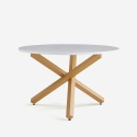 Tavolo da pranzo bianco rotondo 120cm con gambe incrociate Rimu Vendita