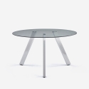 Tavolo design moderno in vetro rotondo 130cm con gambe in metallo Orun Promozione