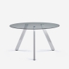 Tavolo design moderno in vetro rotondo 130cm con gambe in metallo Orun Promozione