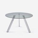 Tavolo design moderno in vetro rotondo 130cm con gambe in metallo Orun Vendita