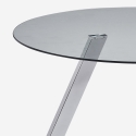 Tavolo design moderno in vetro rotondo 130cm con gambe in metallo Orun Offerta