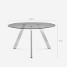 Tavolo design moderno in vetro rotondo 130cm con gambe in metallo Orun Saldi