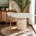Tavolo da pranzo rotondo 120cm moderno in legno effetto pietra Kara Vendita