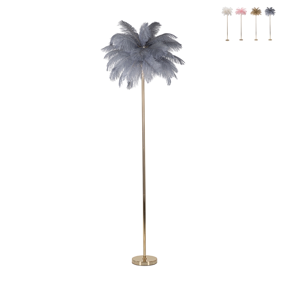 Lampada da terra con paralume in piume e 3 punti luce h160cm Palm L Prezzo Lampada da terra con paralume in piume e 3 punti luce h160cm Palm L Prezzo