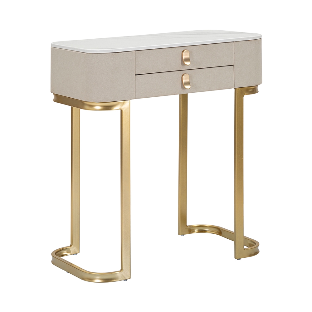 Consolle da ingresso con 2 cassetti e gambe dorate 70x40cm Beauty