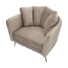 Poltrona design da salotto imbottita con gambe in metallo dorato Kiev 