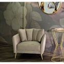 Poltrona design da salotto imbottita con gambe in metallo dorato Kiev Misure