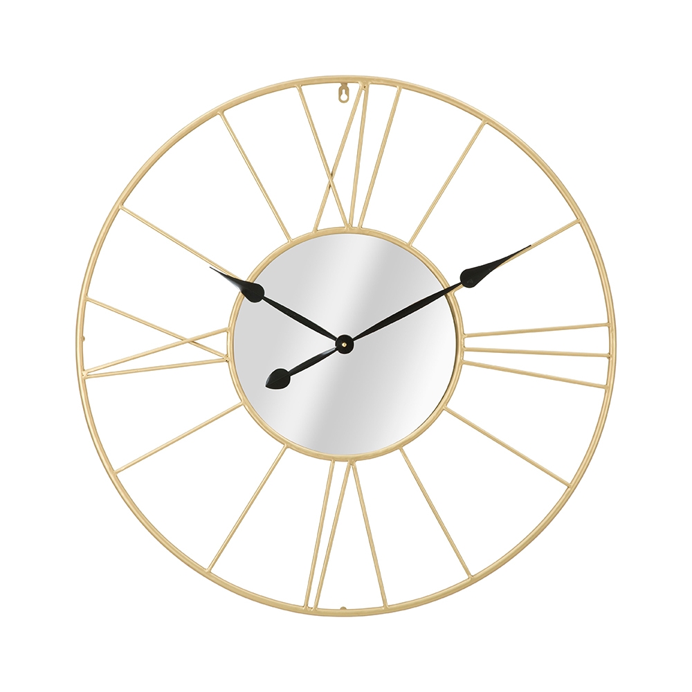 Orologio rotondo da parete in metallo dorato 80cm con specchio Stick