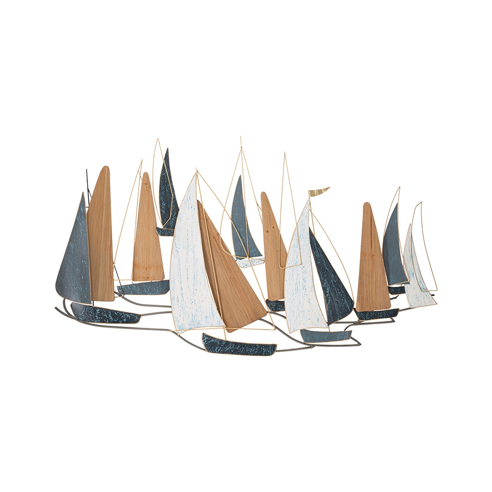 Decorazione da parete 3D  in metallo e legno con barche a vela Regata Promozione