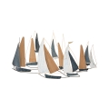 Decorazione da parete 3D  in metallo e legno con barche a vela Regata Promozione