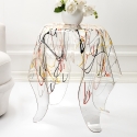 Tavolino alto rotondo di design in plexiglass trasparente Drappeggi Caratteristiche
