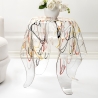 Tavolino alto rotondo di design in plexiglass trasparente Drappeggi Caratteristiche