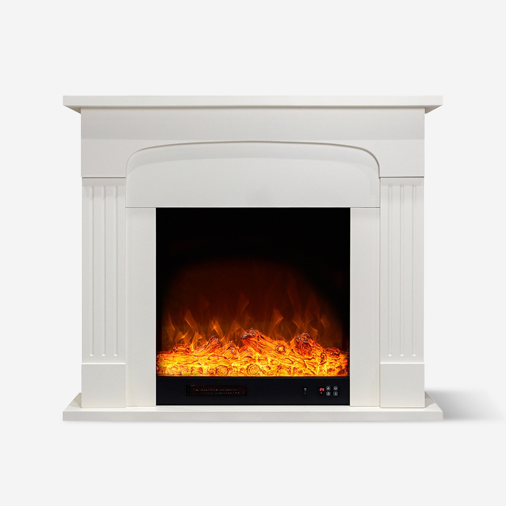 Camino elettrico design a basso consumo 1500W con cornice bianca Ludvika