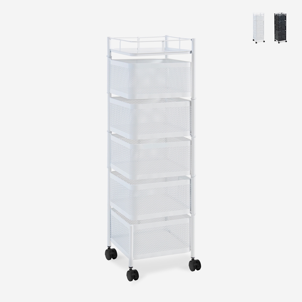 Carrello con ruote da cucina 5 cestelli portafrutta girevoli Avet Plus Sconti