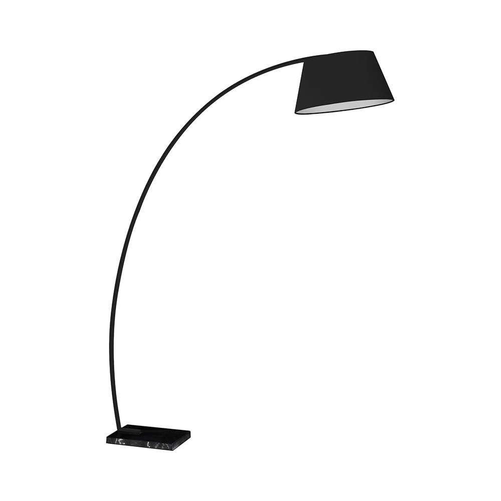 Lampada da terra ad arco in metallo nero con base in marmo h205 cm Stelo