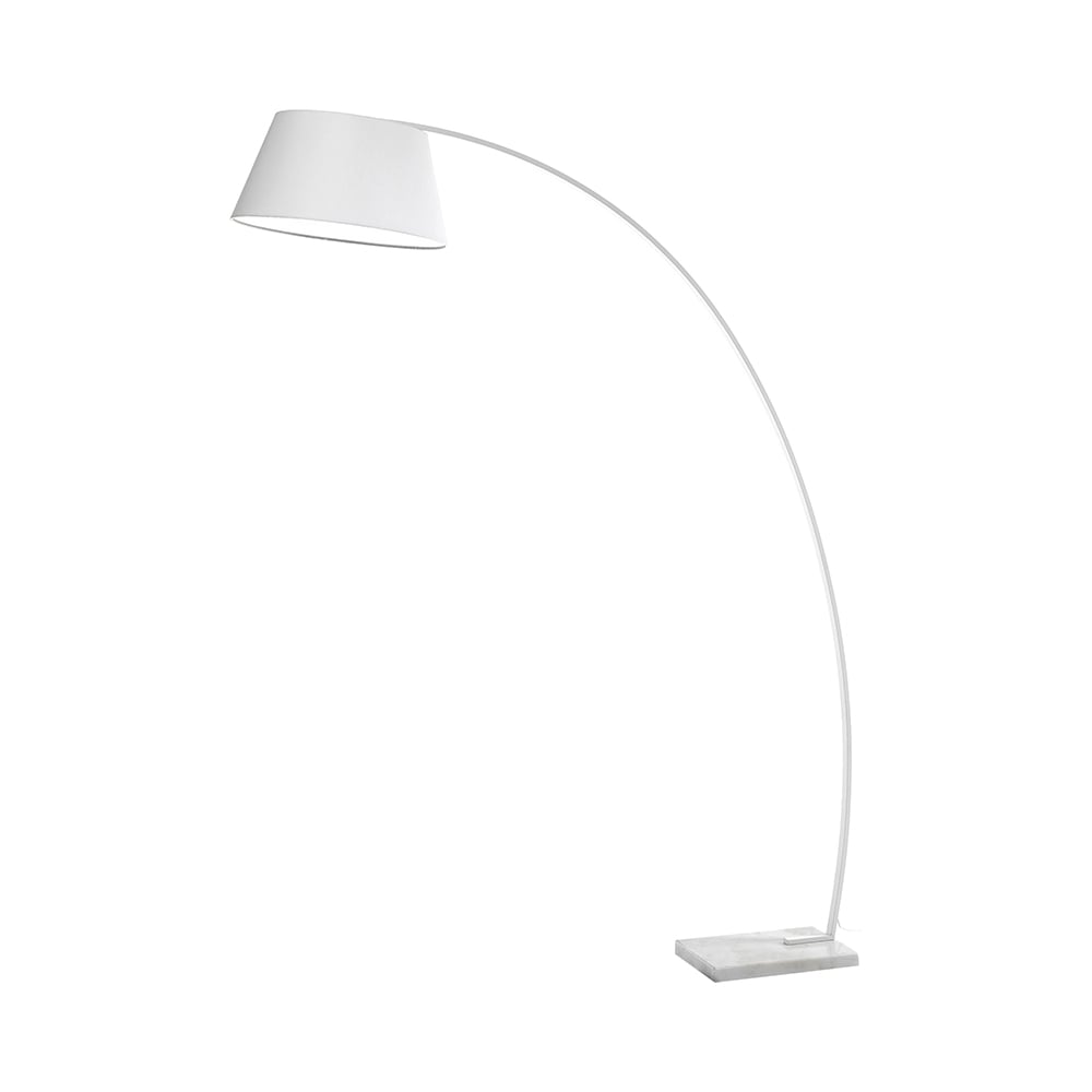 Lampada da terra ad arco in metallo bianco con base in marmo h160 cm Moines