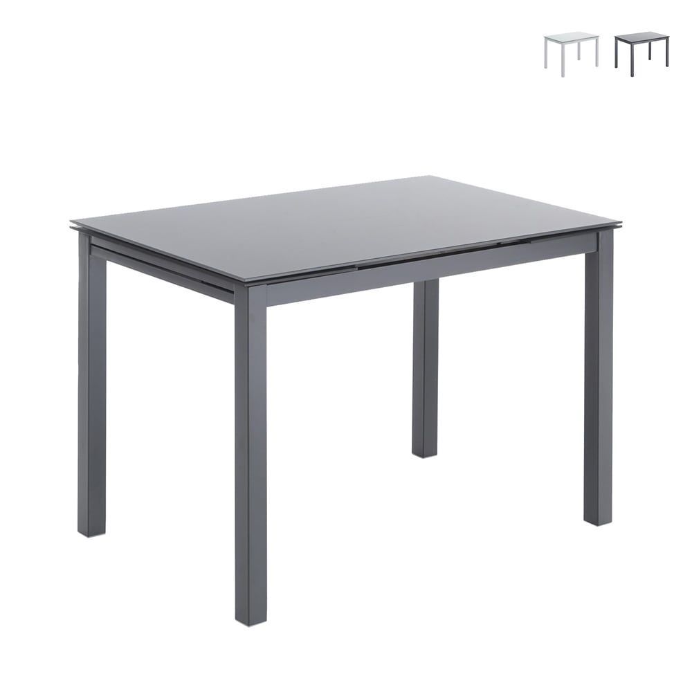 Tavolo da cucina con piano in vetro allungabile 76x110-170cm Cleve Promozione Tavolo da cucina con piano in vetro allungabile 76x110-170cm Cleve Promozione