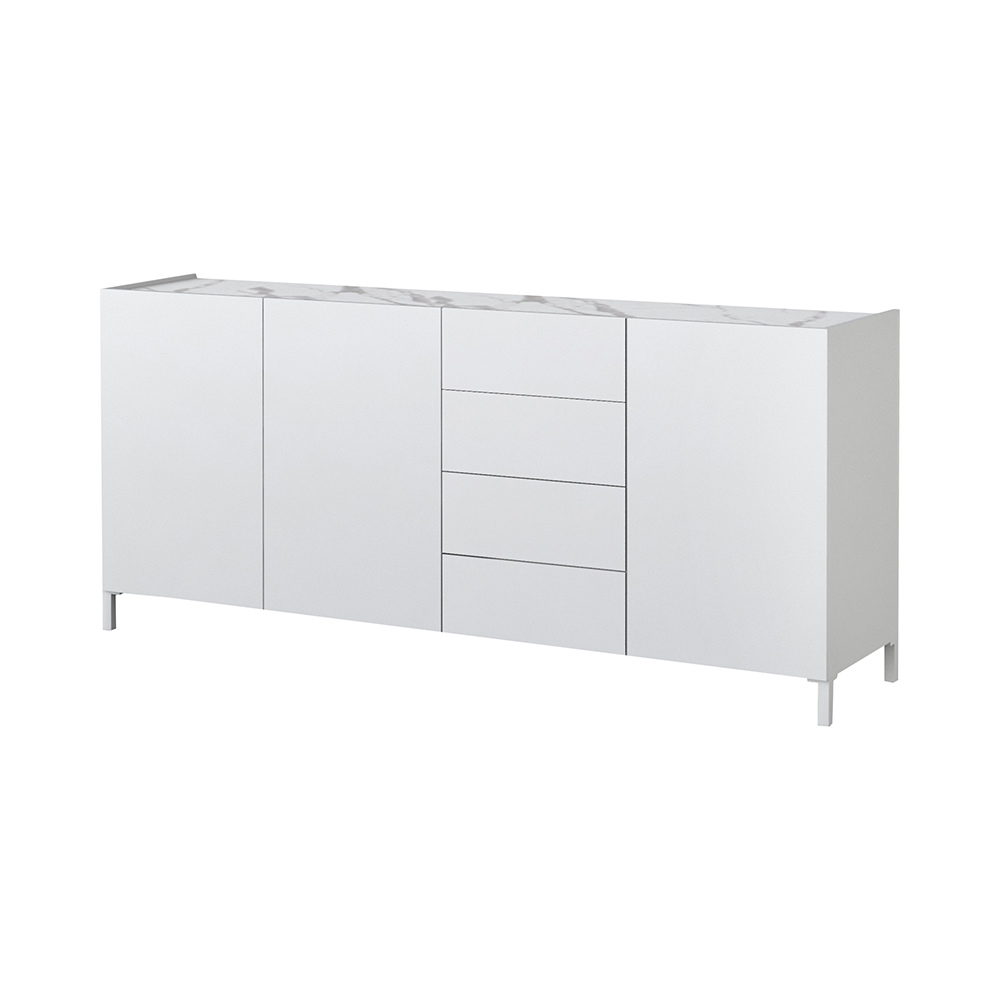 Credenza madia per soggiorno bianca Made in Italy effetto marmo Durham