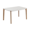 Tavolo allungabile da pranzo moderno 80x120-180cm bianco e legno Komodo Promozione