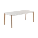 Tavolo allungabile da pranzo moderno 80x120-180cm bianco e legno Komodo Vendita