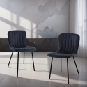 Set 4 sedie da cucina soggiorno sala da pranzo moderne in tessuto Karya 